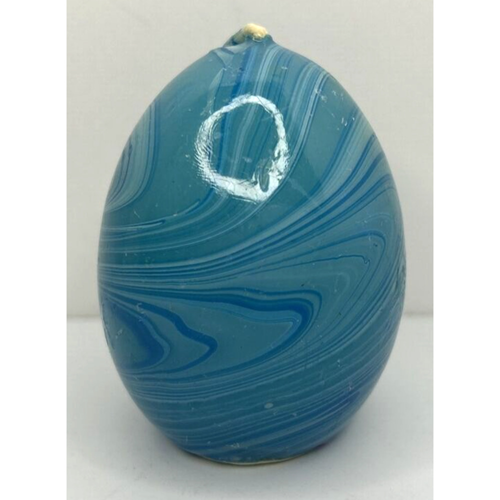 Vintage HSI Blue Marble Swirl Easter Egg Candle 2.5" SKU H357